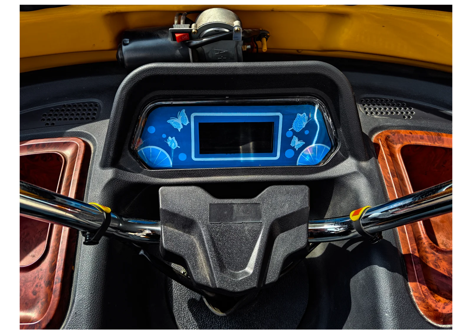 Close-up of the monitor screen